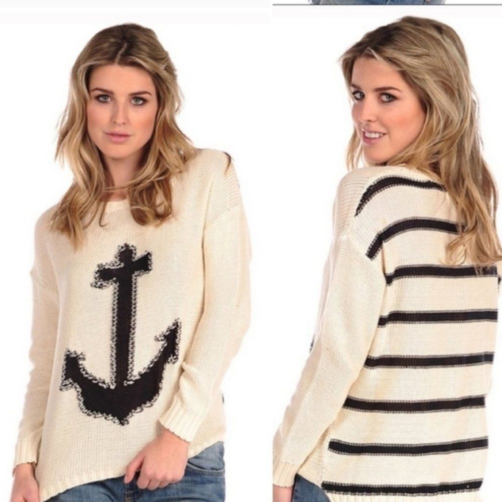 Vintage Havana Nautical Anchor Coastal Cotton Sweater sz. M #VV